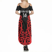 Counties Manukau Custom Rugby New Zealand Summer Maxi Dress Aotearoa Maori Pukana Tiki Mascot