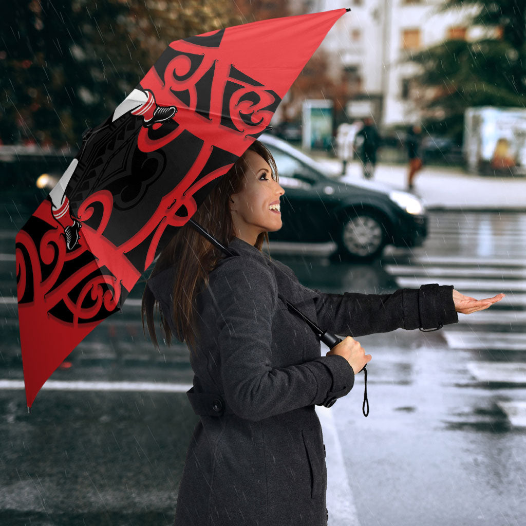 Counties Manukau Custom Rugby New Zealand Umbrella Aotearoa Maori Pukana Tiki Mascot