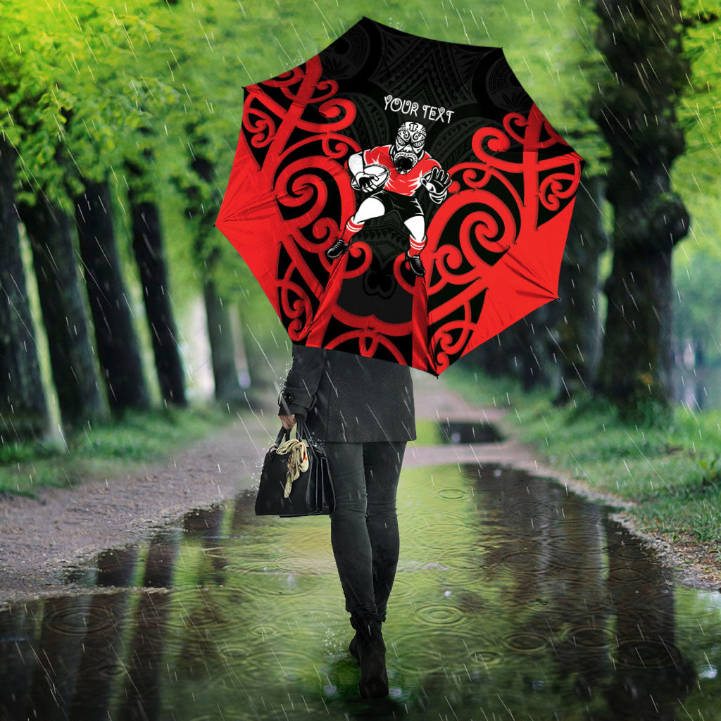 Counties Manukau Custom Rugby New Zealand Umbrella Aotearoa Maori Pukana Tiki Mascot