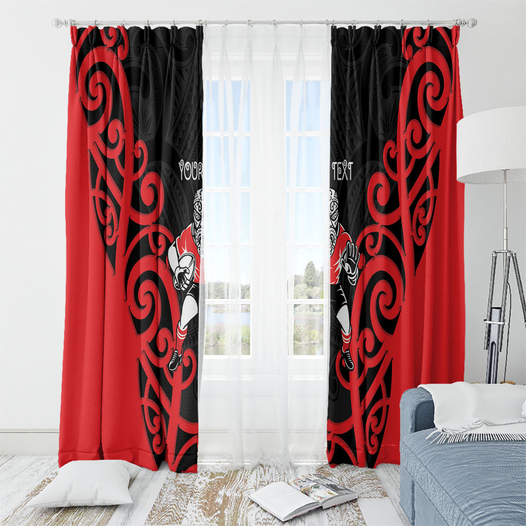 Counties Manukau Custom Rugby New Zealand Window Curtain Aotearoa Maori Pukana Tiki Mascot
