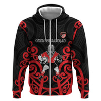 Counties Manukau Custom Rugby New Zealand Zip Hoodie Aotearoa Maori Pukana Tiki Mascot