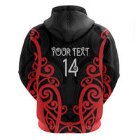 Counties Manukau Custom Rugby New Zealand Zip Hoodie Aotearoa Maori Pukana Tiki Mascot
