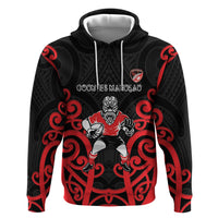 Counties Manukau Custom Rugby New Zealand Zip Hoodie Aotearoa Maori Pukana Tiki Mascot