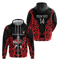 Counties Manukau Custom Rugby New Zealand Zip Hoodie Aotearoa Maori Pukana Tiki Mascot