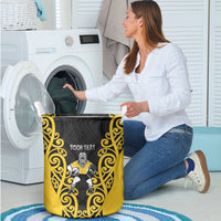Wellington Custom Rugby New Zealand Laundry Basket Aotearoa Maori Pukana Tiki Mascot