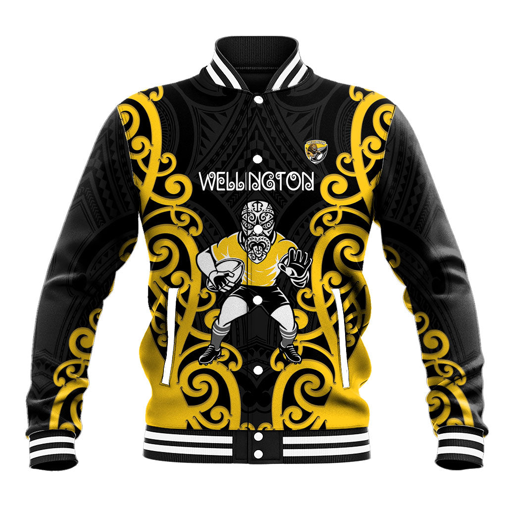 Wellington Custom Rugby New Zealand Baseball Jacket Aotearoa Maori Pukana Tiki Mascot