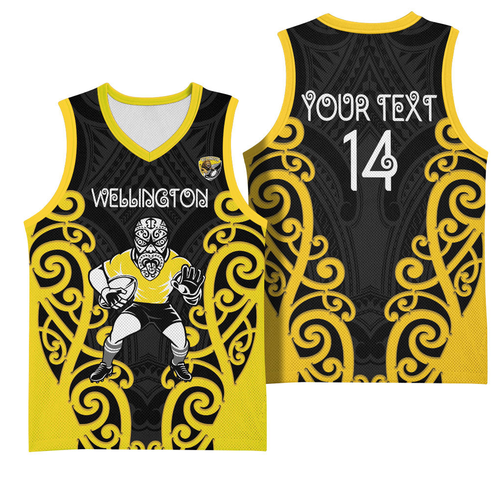 Wellington Custom Rugby New Zealand Basketball Jersey Aotearoa Maori Pukana Tiki Mascot