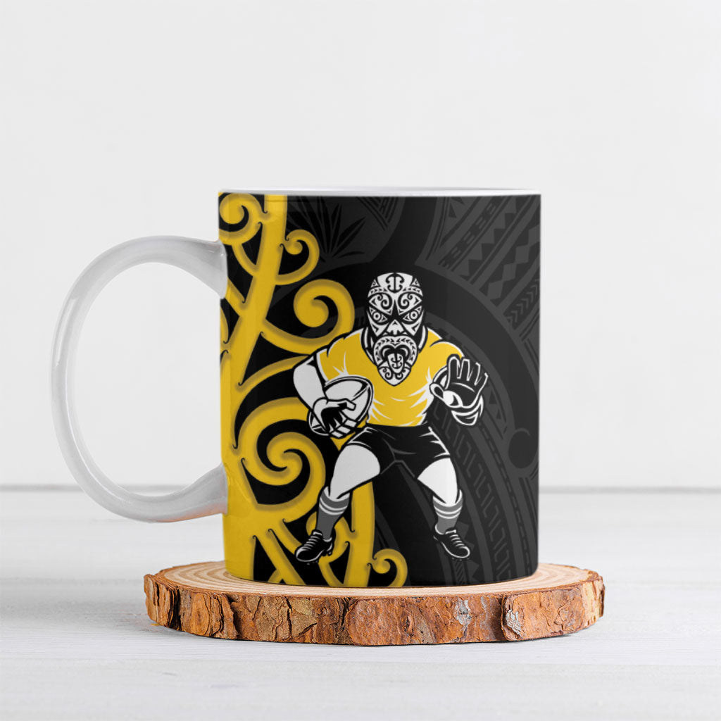 Wellington Custom Rugby New Zealand Ceramic Mug Aotearoa Maori Pukana Tiki Mascot