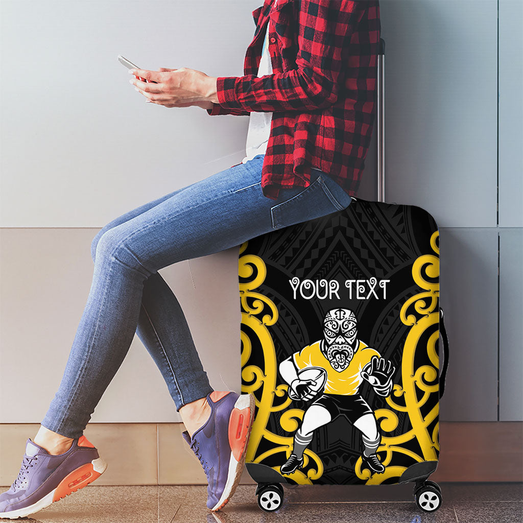 Wellington Custom Rugby New Zealand Luggage Cover Aotearoa Maori Pukana Tiki Mascot