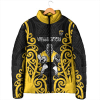 Wellington Custom Rugby New Zealand Padded Jacket Aotearoa Maori Pukana Tiki Mascot
