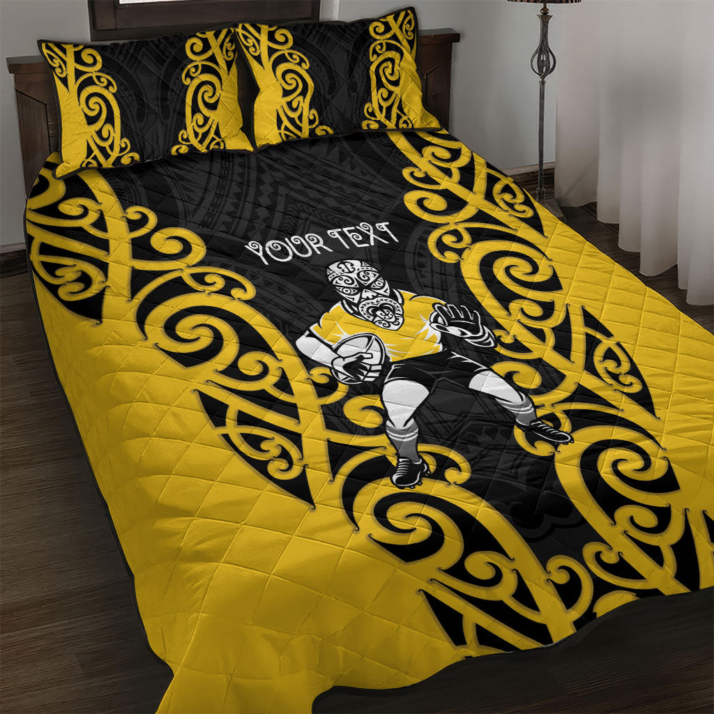 Wellington Custom Rugby New Zealand Quilt Bed Set Aotearoa Maori Pukana Tiki Mascot