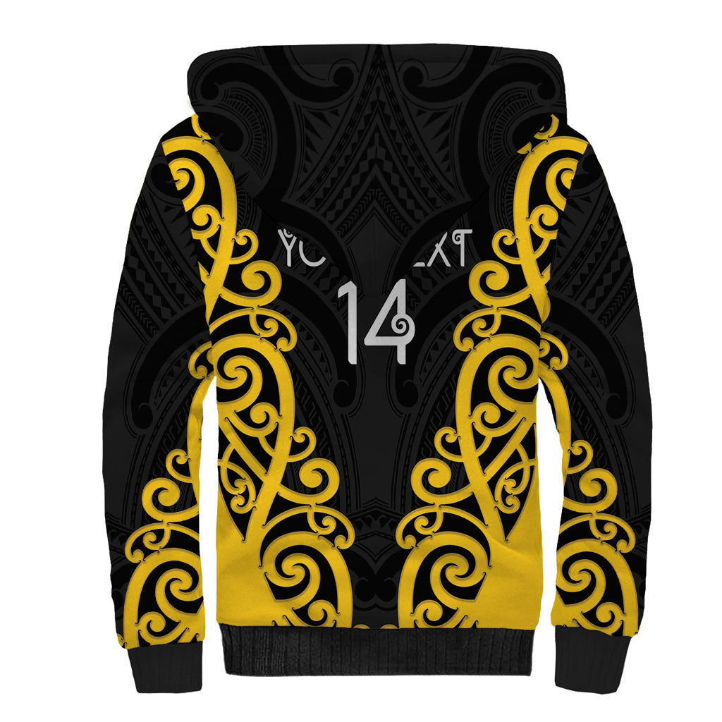Wellington Custom Rugby New Zealand Sherpa Hoodie Aotearoa Maori Pukana Tiki Mascot