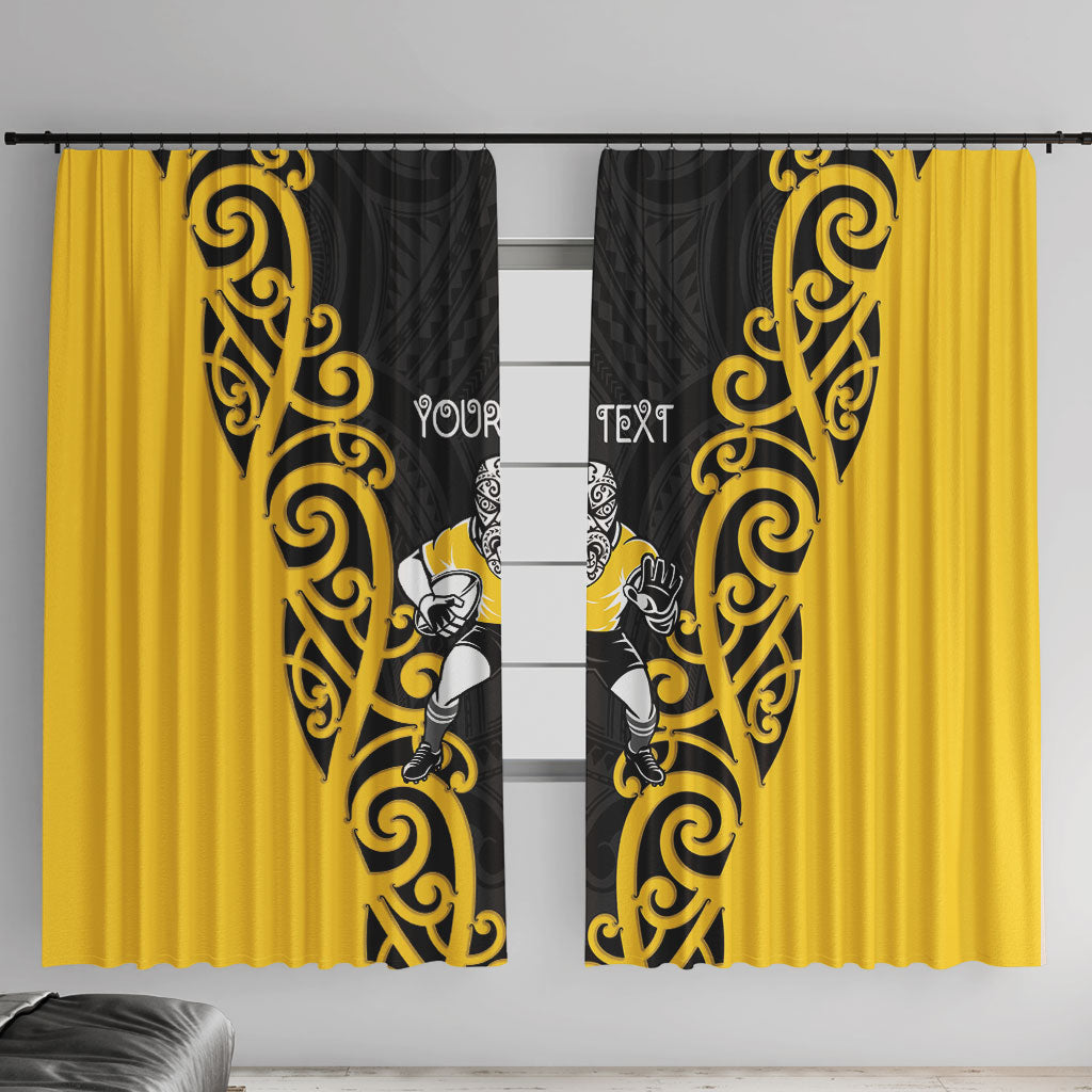 Wellington Custom Rugby New Zealand Window Curtain Aotearoa Maori Pukana Tiki Mascot