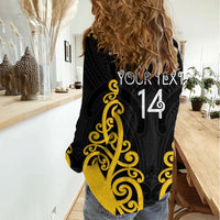 Wellington Custom Rugby New Zealand Women Casual Shirt Aotearoa Maori Pukana Tiki Mascot