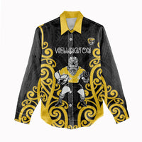 Wellington Custom Rugby New Zealand Women Casual Shirt Aotearoa Maori Pukana Tiki Mascot