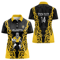 Wellington Custom Rugby New Zealand Women Polo Shirt Aotearoa Maori Pukana Tiki Mascot
