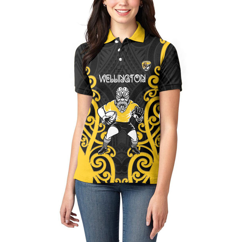 Wellington Custom Rugby New Zealand Women Polo Shirt Aotearoa Maori Pukana Tiki Mascot