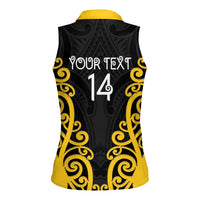 Wellington Custom Rugby New Zealand Women Sleeveless Polo Shirt Aotearoa Maori Pukana Tiki Mascot