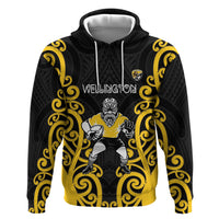 Wellington Custom Rugby New Zealand Zip Hoodie Aotearoa Maori Pukana Tiki Mascot