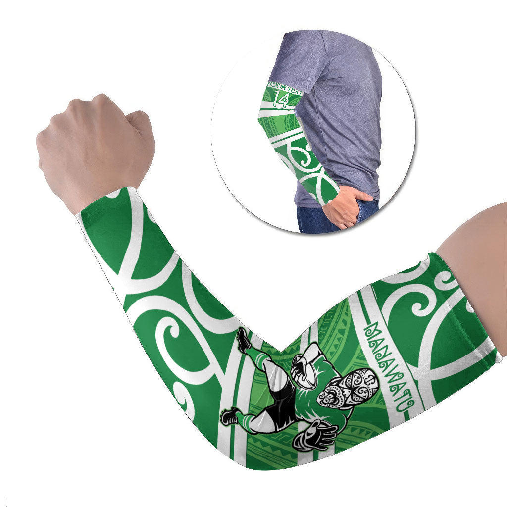 Manawatu Custom Rugby New Zealand Arm Sleeves Aotearoa Maori Pukana Tiki Mascot
