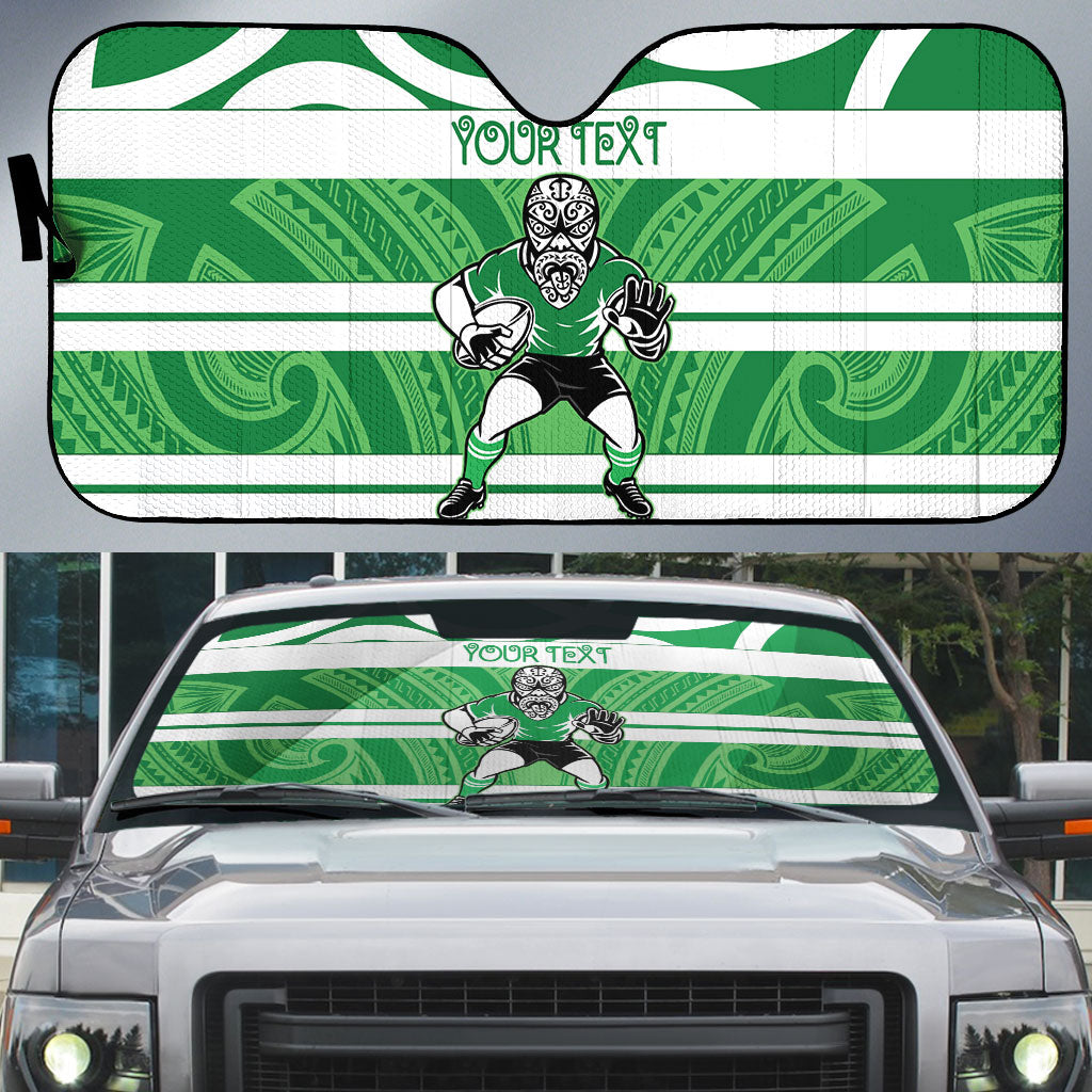 Manawatu Custom Rugby New Zealand Auto Sun Shade Aotearoa Maori Pukana Tiki Mascot