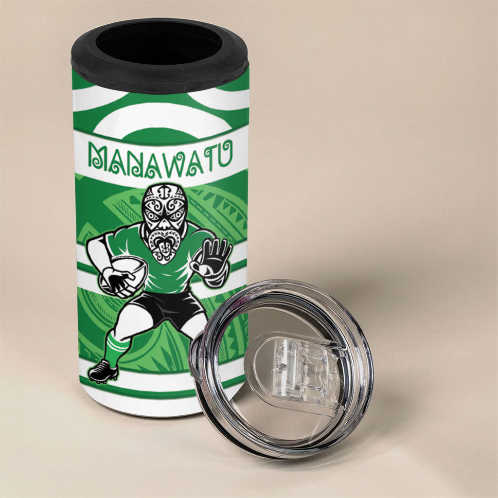 Manawatu Custom Rugby New Zealand 4 in 1 Can Cooler Tumbler Aotearoa Maori Pukana Tiki Mascot