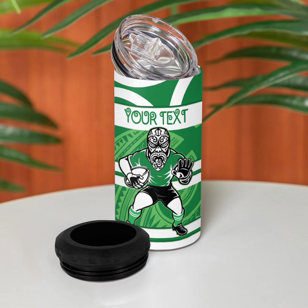 Manawatu Custom Rugby New Zealand 4 in 1 Can Cooler Tumbler Aotearoa Maori Pukana Tiki Mascot