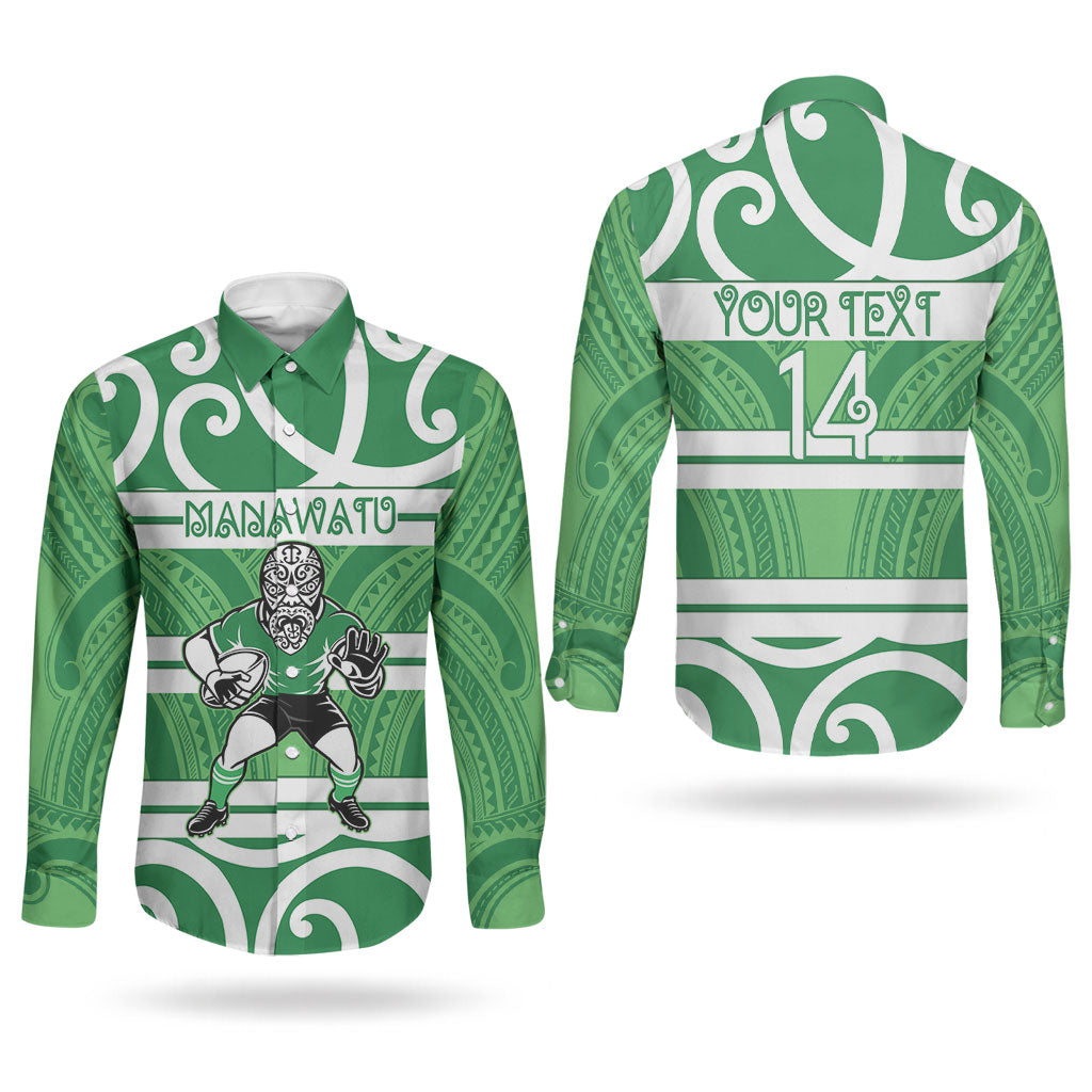 Manawatu Custom Rugby New Zealand Couples Matching Off Shoulder Maxi Dress and Long Sleeve Button Shirt Aotearoa Maori Pukana Tiki Mascot