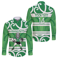 Manawatu Custom Rugby New Zealand Family Matching Long Sleeve Bodycon Dress and Hawaiian Shirt Aotearoa Maori Pukana Tiki Mascot