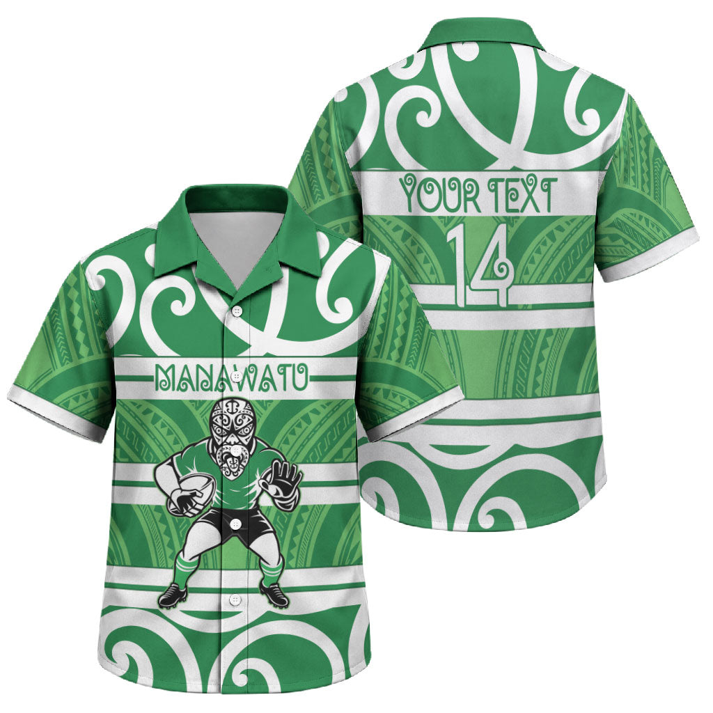 Manawatu Custom Rugby New Zealand Family Matching Off The Shoulder Long Sleeve Dress and Hawaiian Shirt Aotearoa Maori Pukana Tiki Mascot