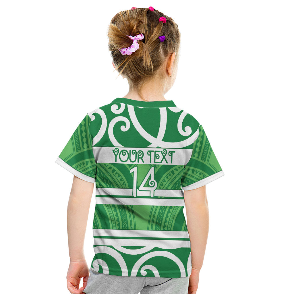 Manawatu Custom Rugby New Zealand Kid T Shirt Aotearoa Maori Pukana Tiki Mascot
