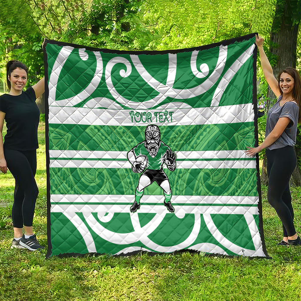Manawatu Custom Rugby New Zealand Quilt Aotearoa Maori Pukana Tiki Mascot