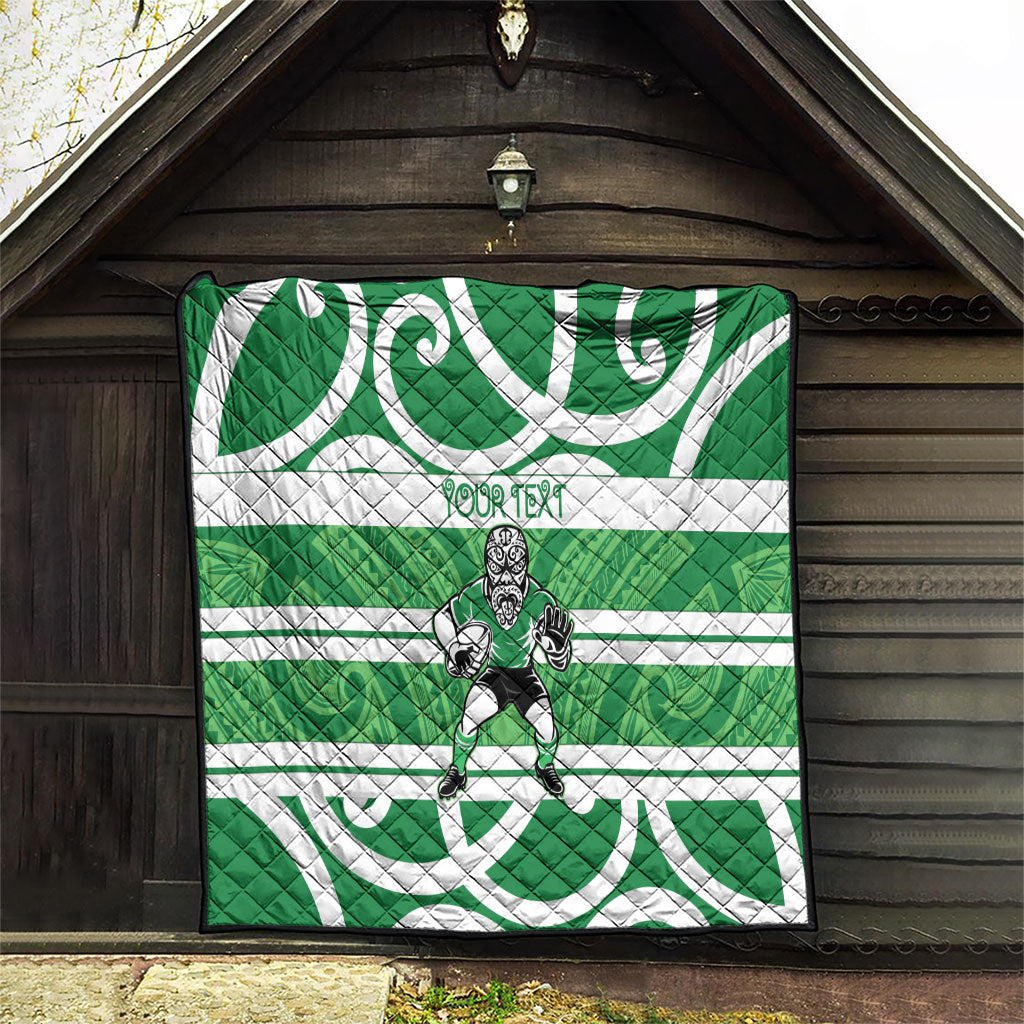 Manawatu Custom Rugby New Zealand Quilt Aotearoa Maori Pukana Tiki Mascot