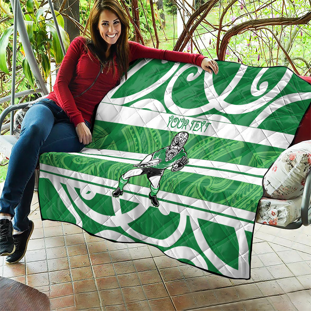 Manawatu Custom Rugby New Zealand Quilt Aotearoa Maori Pukana Tiki Mascot