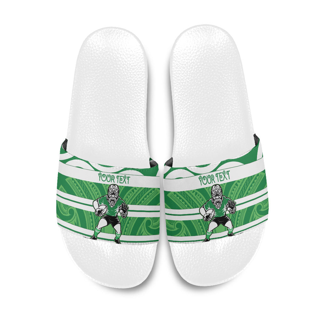 Manawatu Custom Rugby New Zealand Slide Sandals Aotearoa Maori Pukana Tiki Mascot