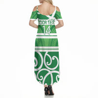 Manawatu Custom Rugby New Zealand Summer Maxi Dress Aotearoa Maori Pukana Tiki Mascot