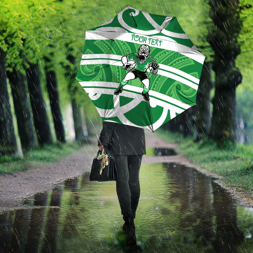Manawatu Custom Rugby New Zealand Umbrella Aotearoa Maori Pukana Tiki Mascot