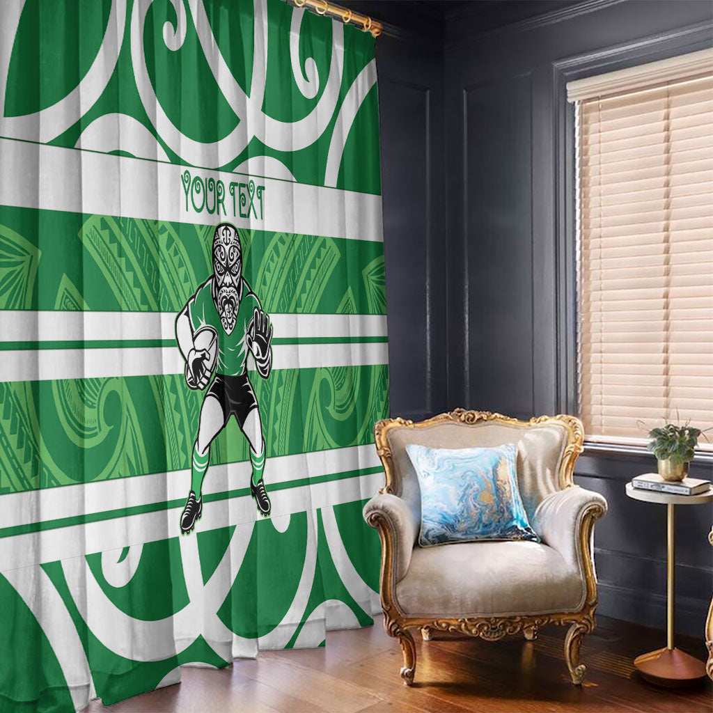 Manawatu Custom Rugby New Zealand Window Curtain Aotearoa Maori Pukana Tiki Mascot
