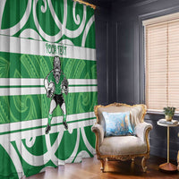 Manawatu Custom Rugby New Zealand Window Curtain Aotearoa Maori Pukana Tiki Mascot