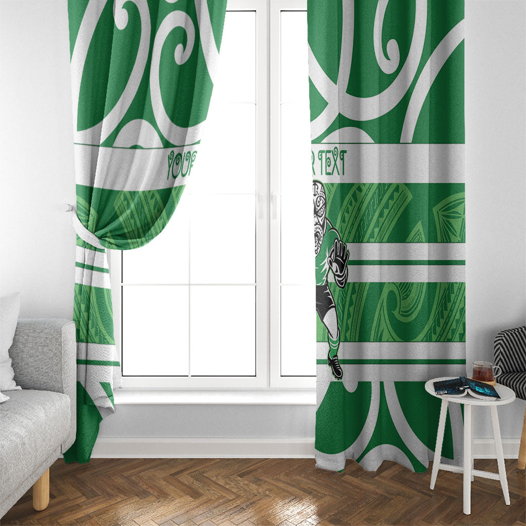 Manawatu Custom Rugby New Zealand Window Curtain Aotearoa Maori Pukana Tiki Mascot