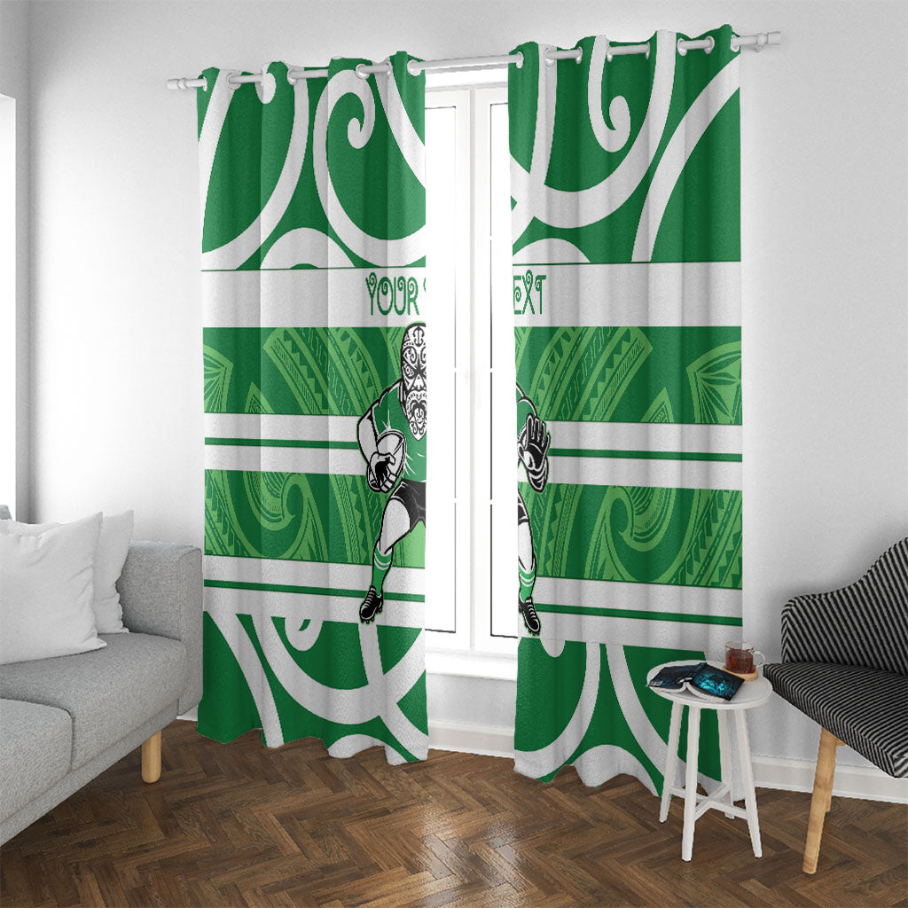 Manawatu Custom Rugby New Zealand Window Curtain Aotearoa Maori Pukana Tiki Mascot