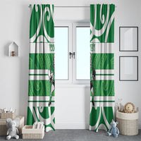 Manawatu Custom Rugby New Zealand Window Curtain Aotearoa Maori Pukana Tiki Mascot