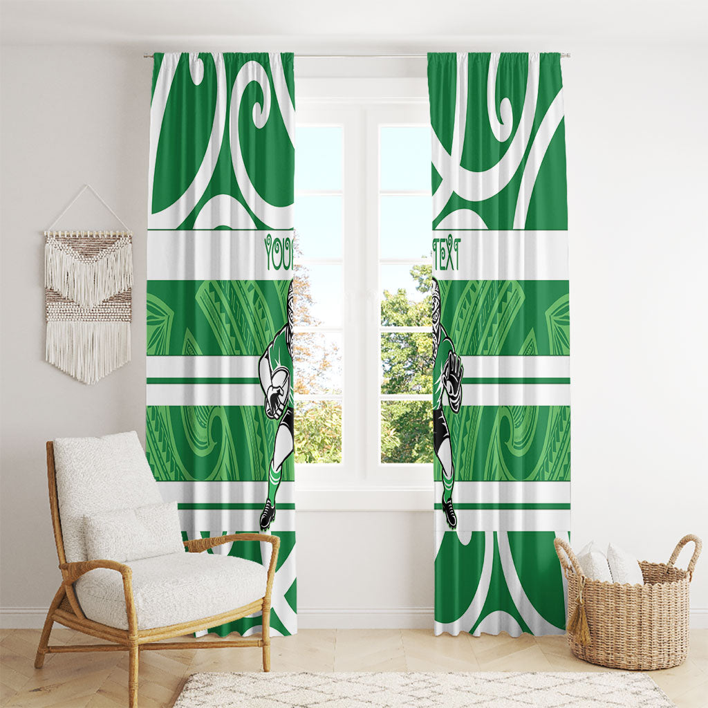 Manawatu Custom Rugby New Zealand Window Curtain Aotearoa Maori Pukana Tiki Mascot
