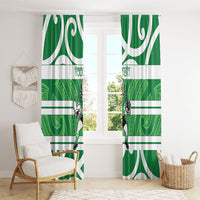 Manawatu Custom Rugby New Zealand Window Curtain Aotearoa Maori Pukana Tiki Mascot