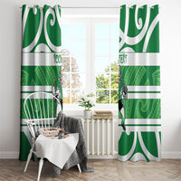 Manawatu Custom Rugby New Zealand Window Curtain Aotearoa Maori Pukana Tiki Mascot