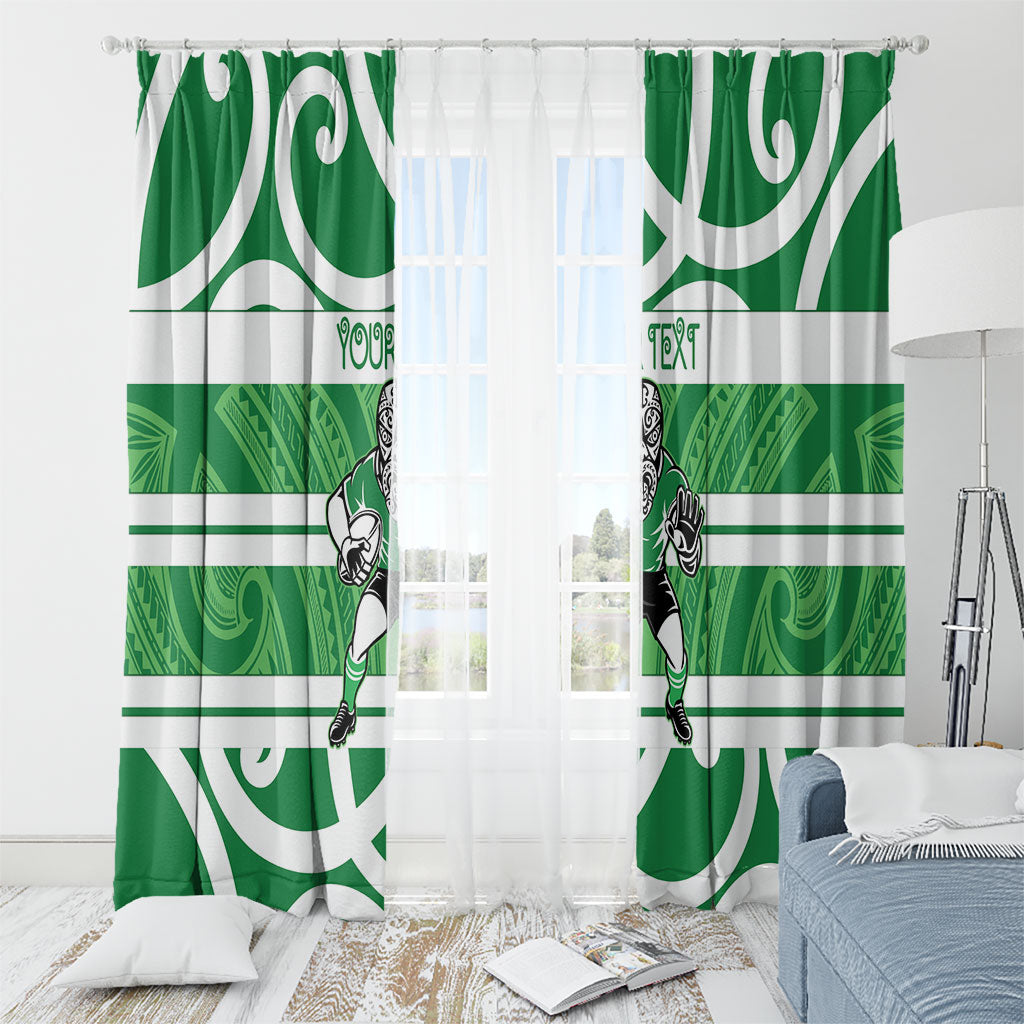 Manawatu Custom Rugby New Zealand Window Curtain Aotearoa Maori Pukana Tiki Mascot