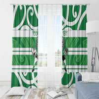 Manawatu Custom Rugby New Zealand Window Curtain Aotearoa Maori Pukana Tiki Mascot