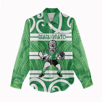 Manawatu Custom Rugby New Zealand Women Casual Shirt Aotearoa Maori Pukana Tiki Mascot