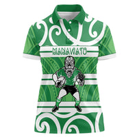 Manawatu Custom Rugby New Zealand Women Polo Shirt Aotearoa Maori Pukana Tiki Mascot