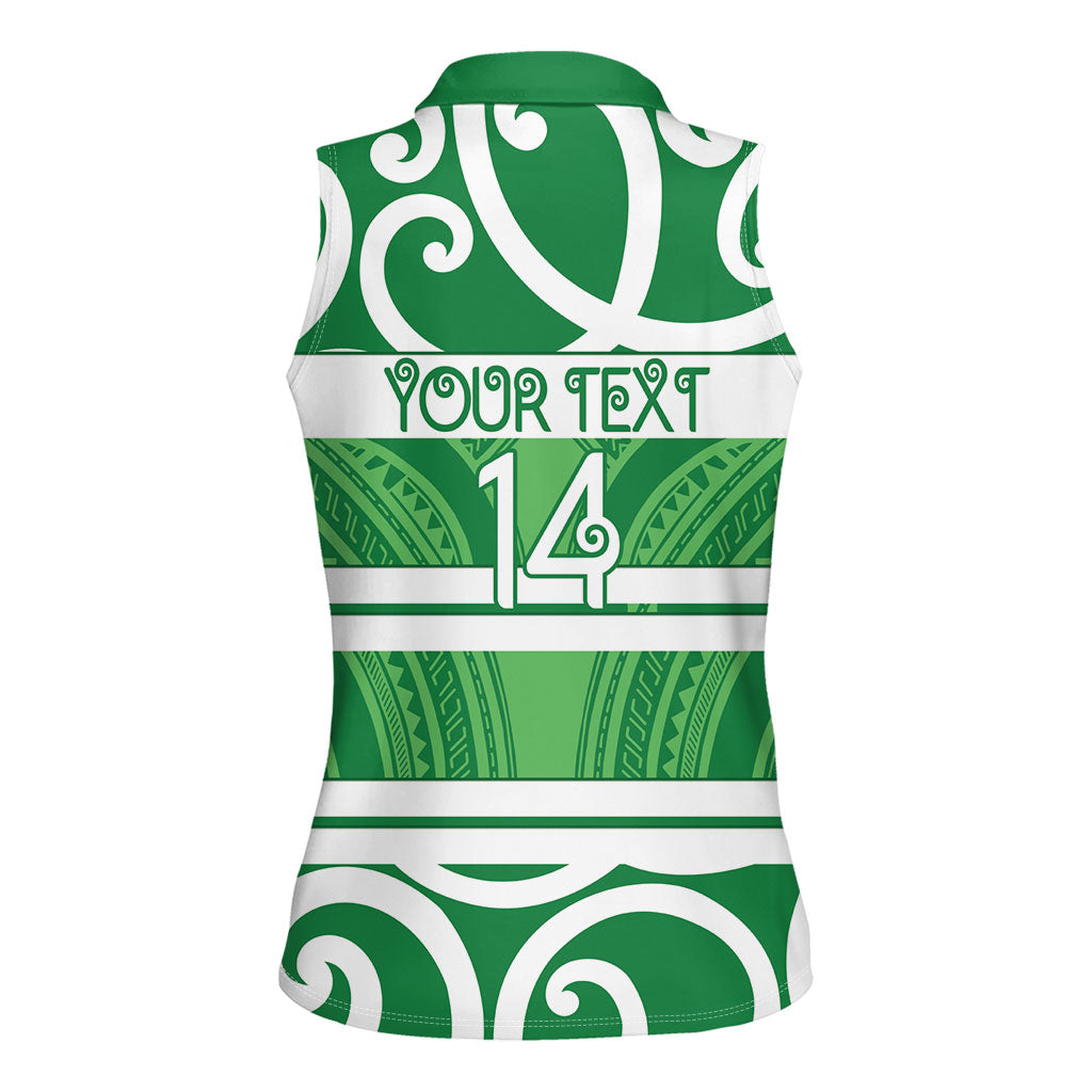 Manawatu Custom Rugby New Zealand Women Sleeveless Polo Shirt Aotearoa Maori Pukana Tiki Mascot
